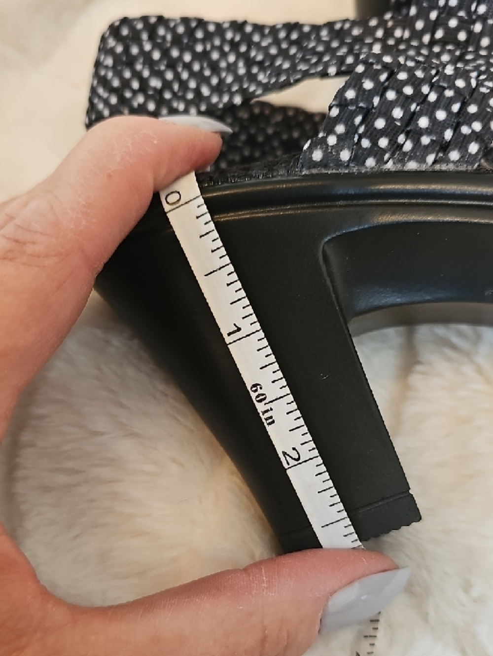 bernie mev. Black and White Dot Slingback Block Heels - Picture 8 of 10